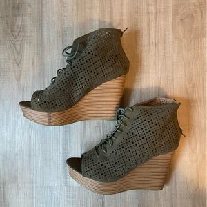 Olive Green Wedge Heels